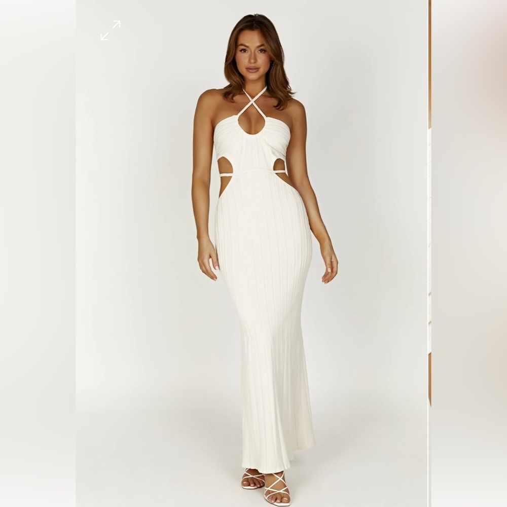 Meshki Minerva Cut Out Knit Maxi Dress size XL ivory